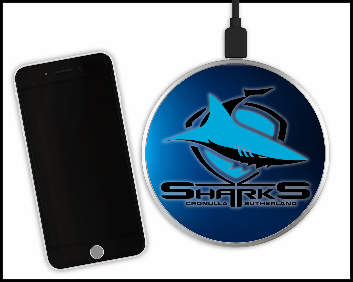 Cronulla Sharks Sublimated Wireless Phone Charger (002)