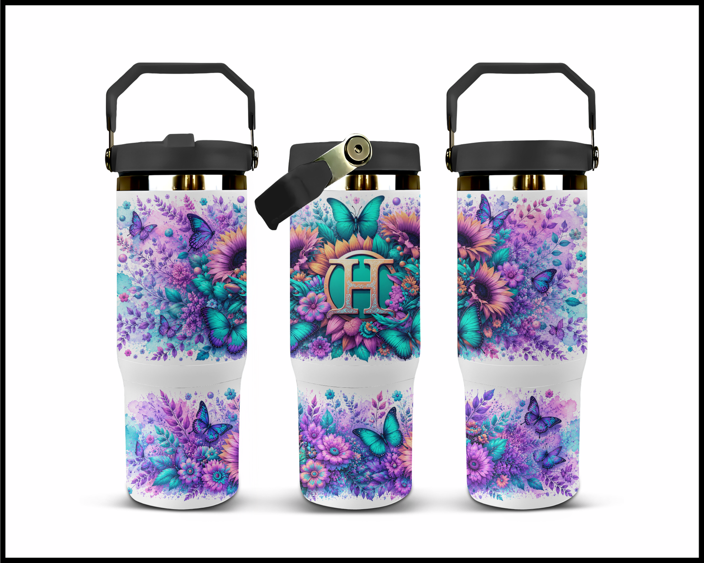 Brand Inspired Floral Blast Big Guzzler Stainless Steel Tumbler (1141)