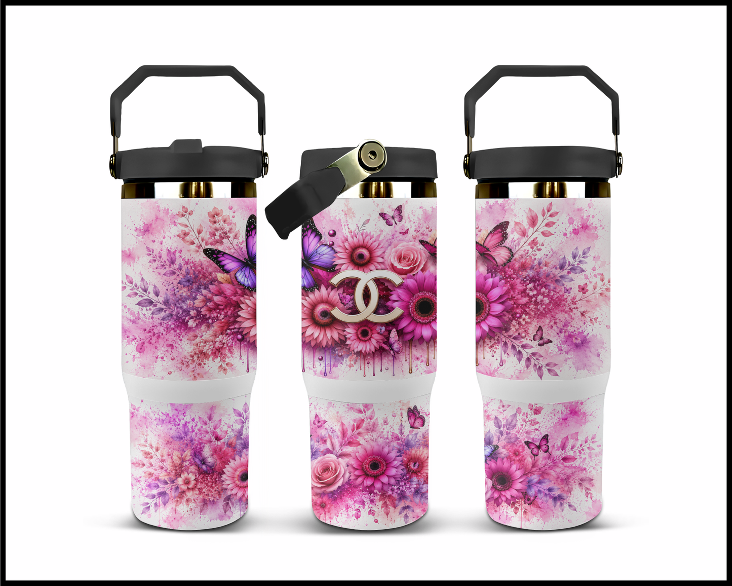 Brand Inspired Floral Blast Big Guzzler Stainless Steel Tumbler (1147)