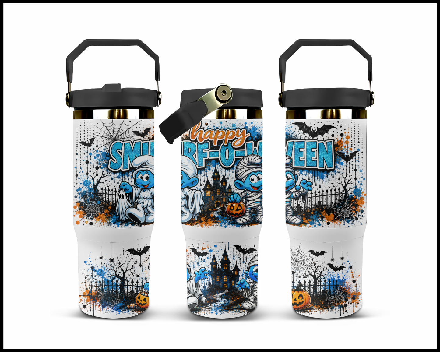 Happy Smirf-o-ween Big Guzzler Stainless Steel Tumbler (1180)