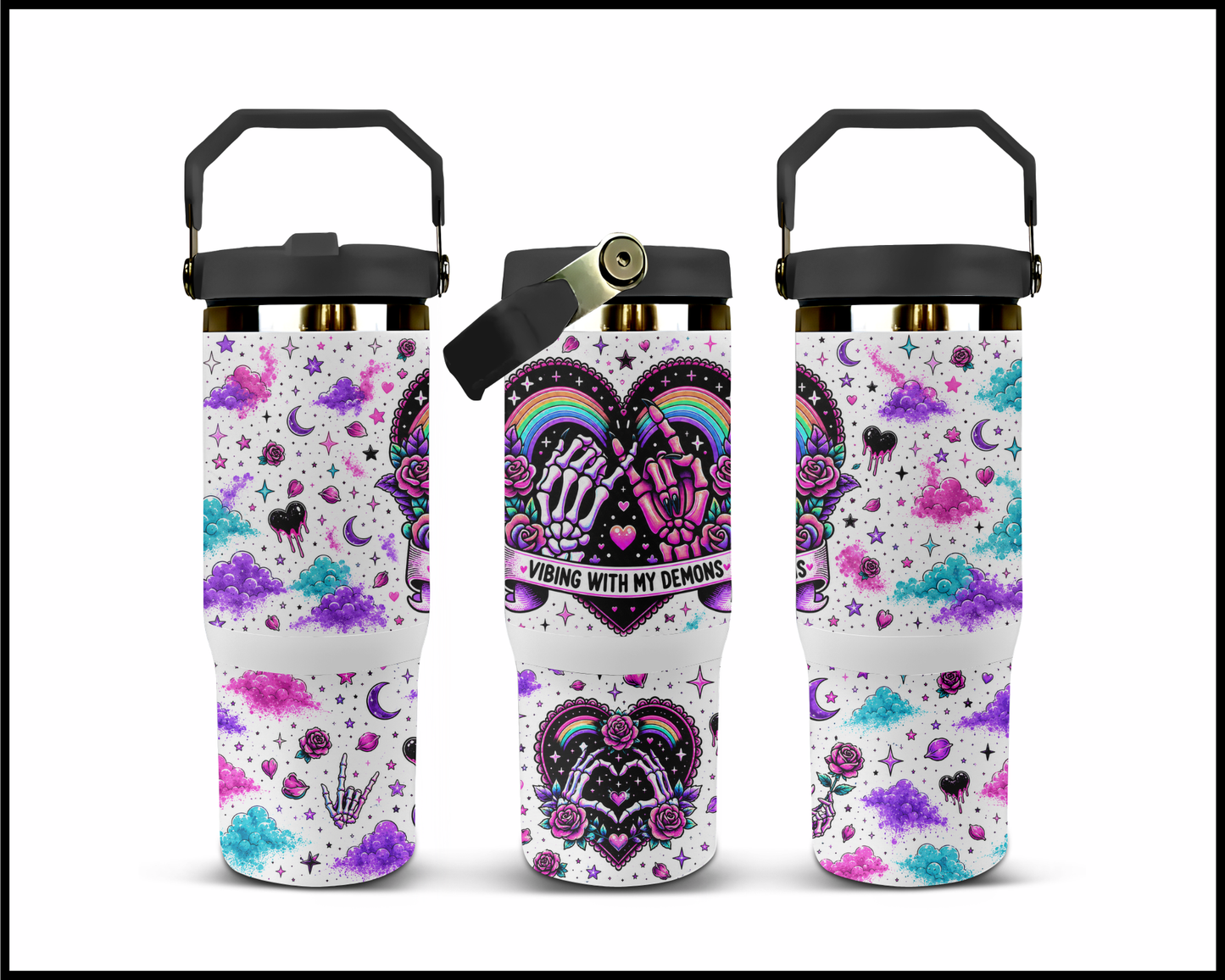 Vibing With My Demons Big Guzzler Stainless Steel Tumbler (1181)