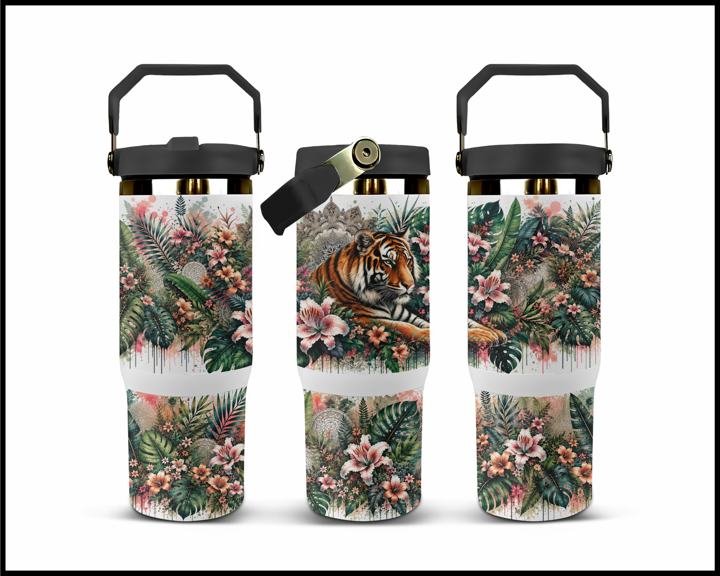 Botanical Bliss - Tiger Big Guzzler Stainless Steel Tumbler (1230)