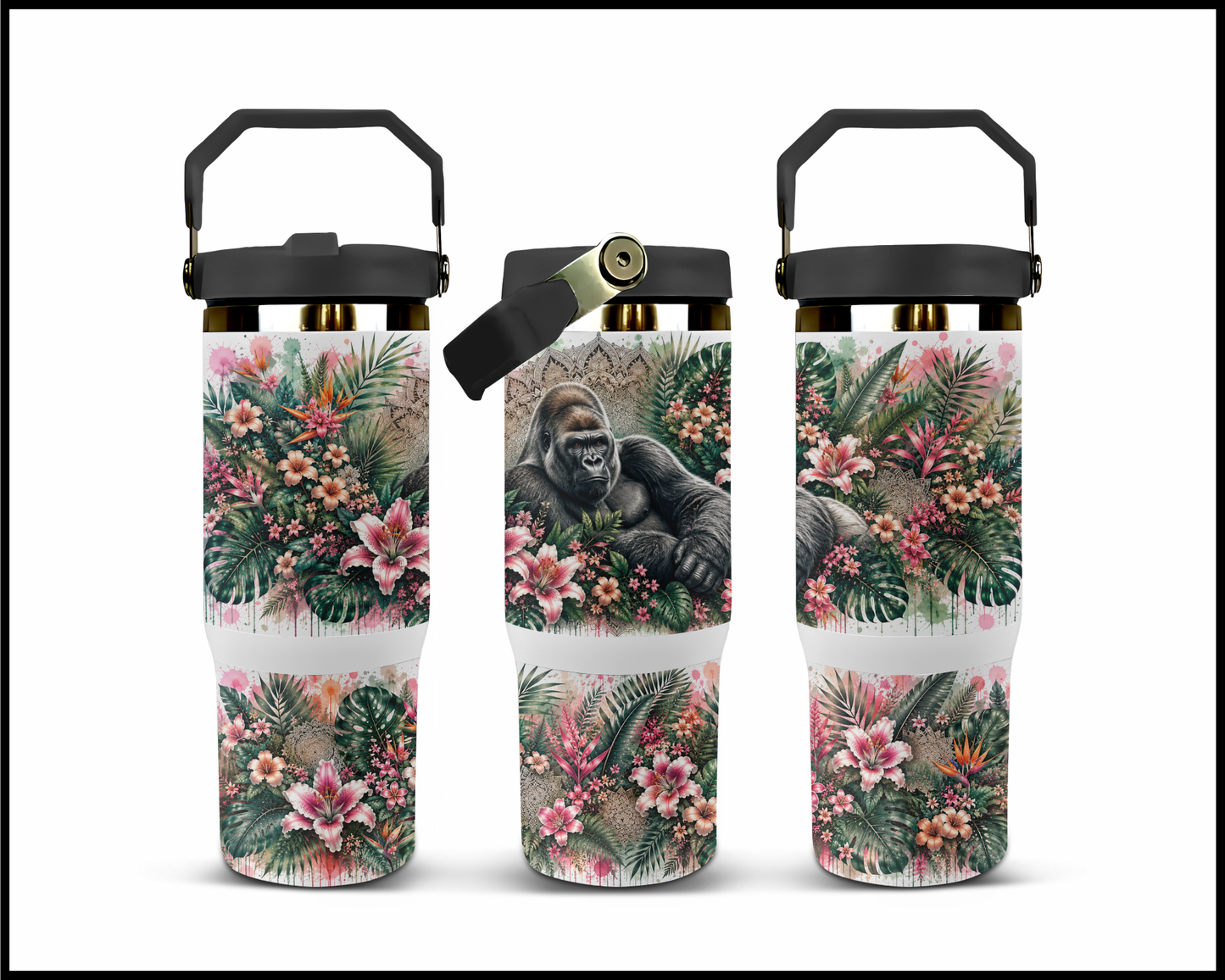 Botanical Bliss - Gorilla Big Guzzler Stainless Steel Tumbler (1233)