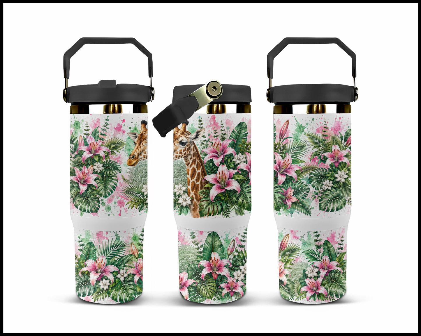 Botanical Bliss - Giraffe Big Guzzler Stainless Steel Tumbler (1239)