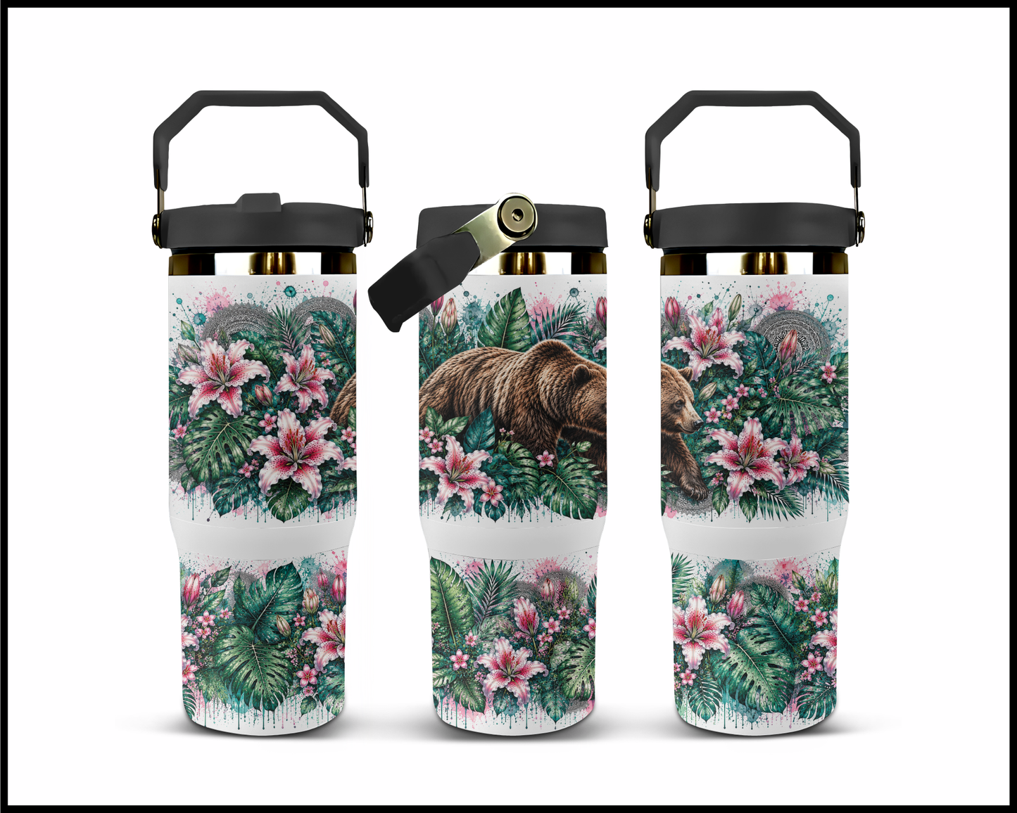 Botanical Bliss - Grizzly Bear Big Guzzler Stainless Steel Tumbler (1256)