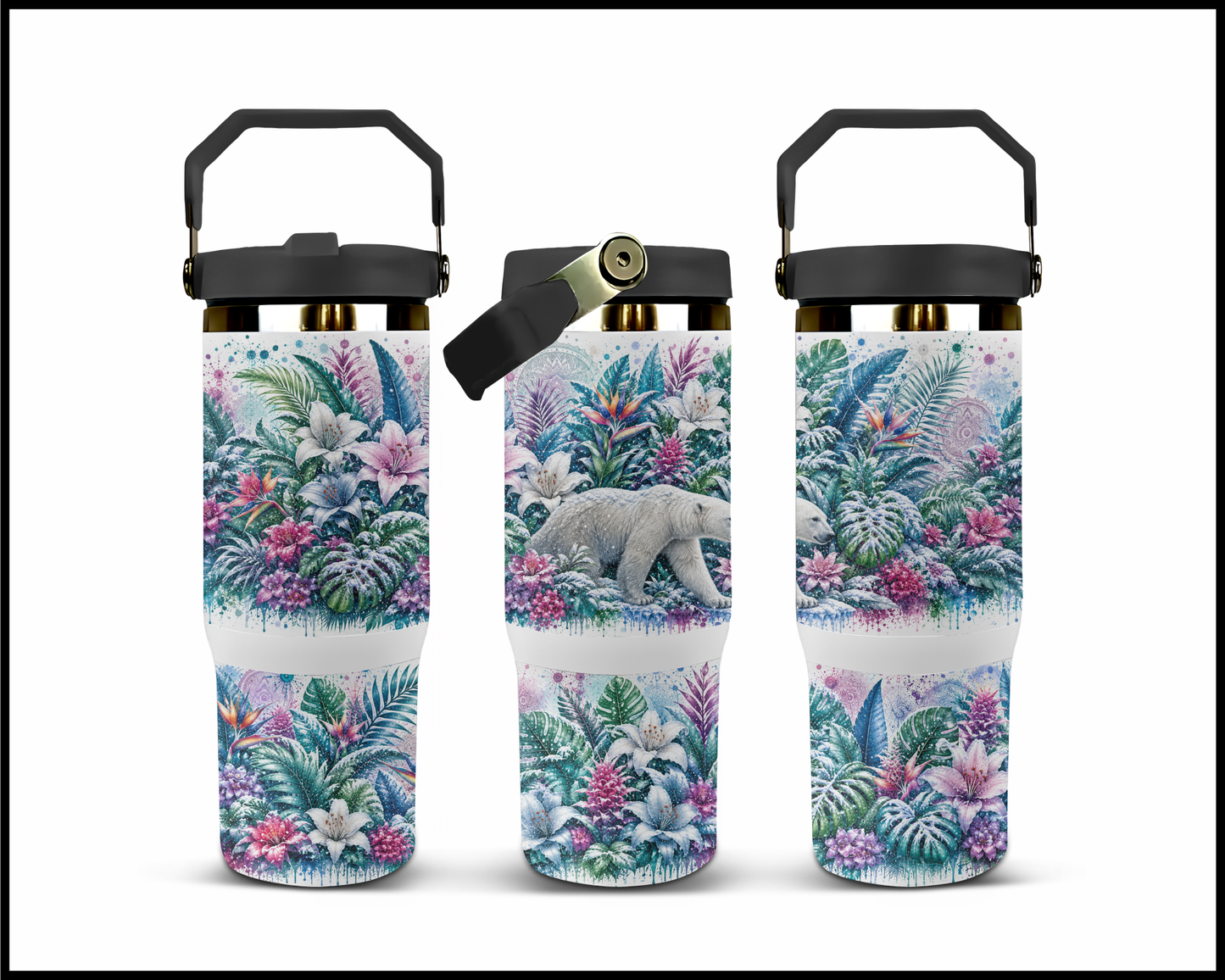 Botanical Bliss - Polar Bear Big Guzzler Stainless Steel Tumbler (1258)
