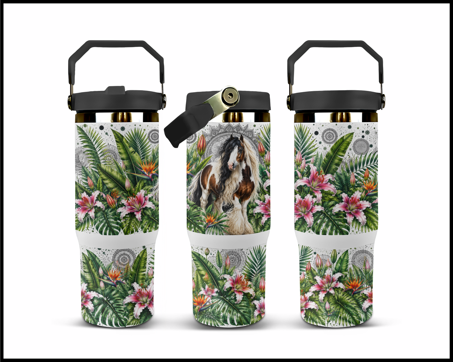 Botanical Bliss - Gypsy Vannerhouse Horsee Big Guzzler Stainless Steel Tumbler (1260)