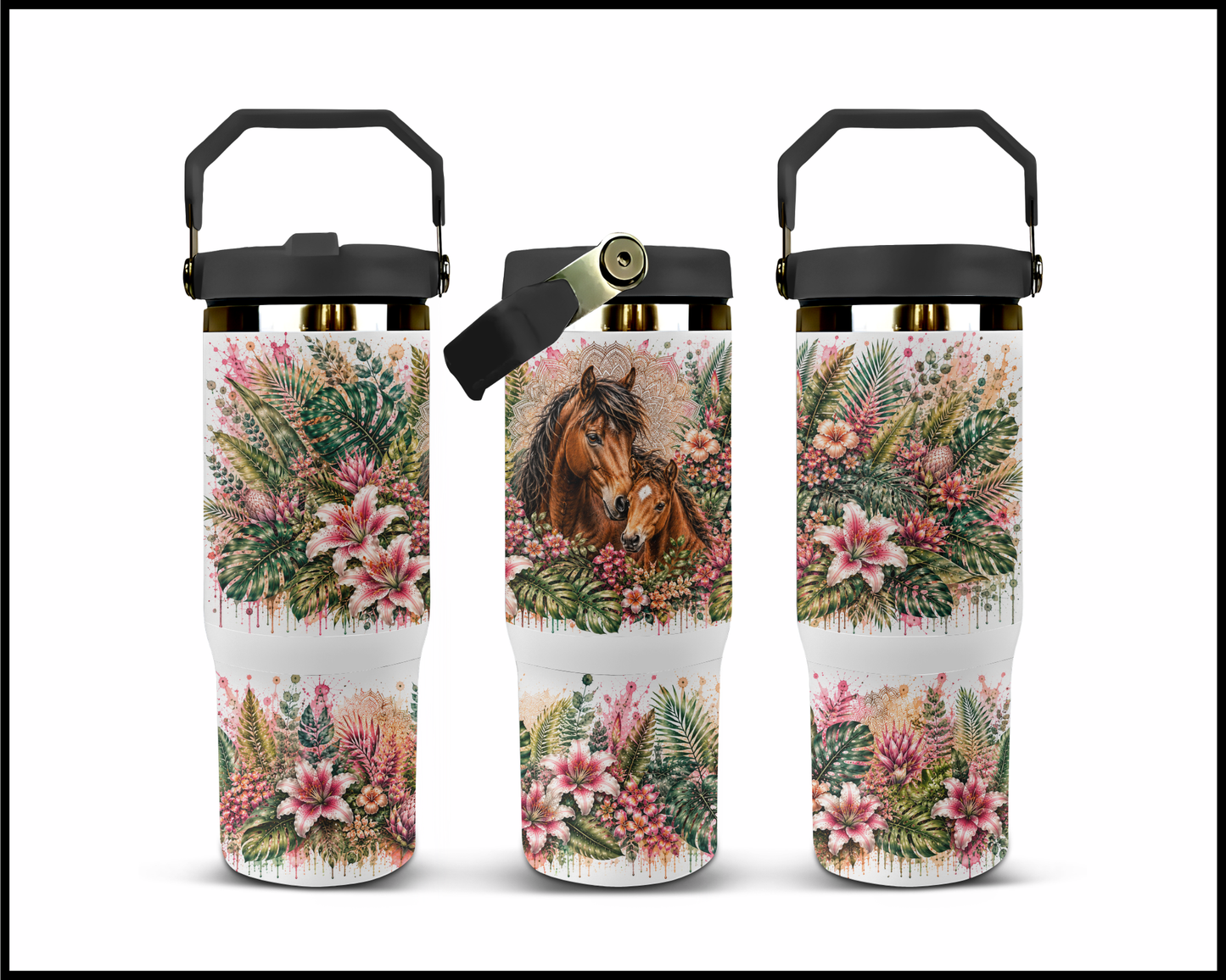 Botanical Bliss - Horse & Foul Big Guzzler Stainless Steel Tumbler (1263)