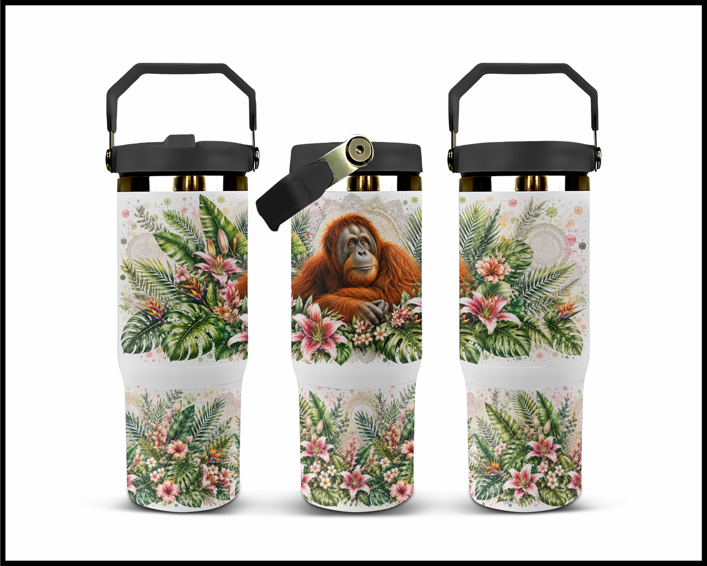 Botanical Bliss - Orangutan Big Guzzler Stainless Steel Tumbler (1269)