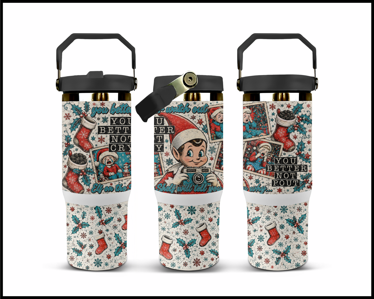 Elf On The Shelf Is Watching Big Guzzler Stainless Steel Tumbler (1276)