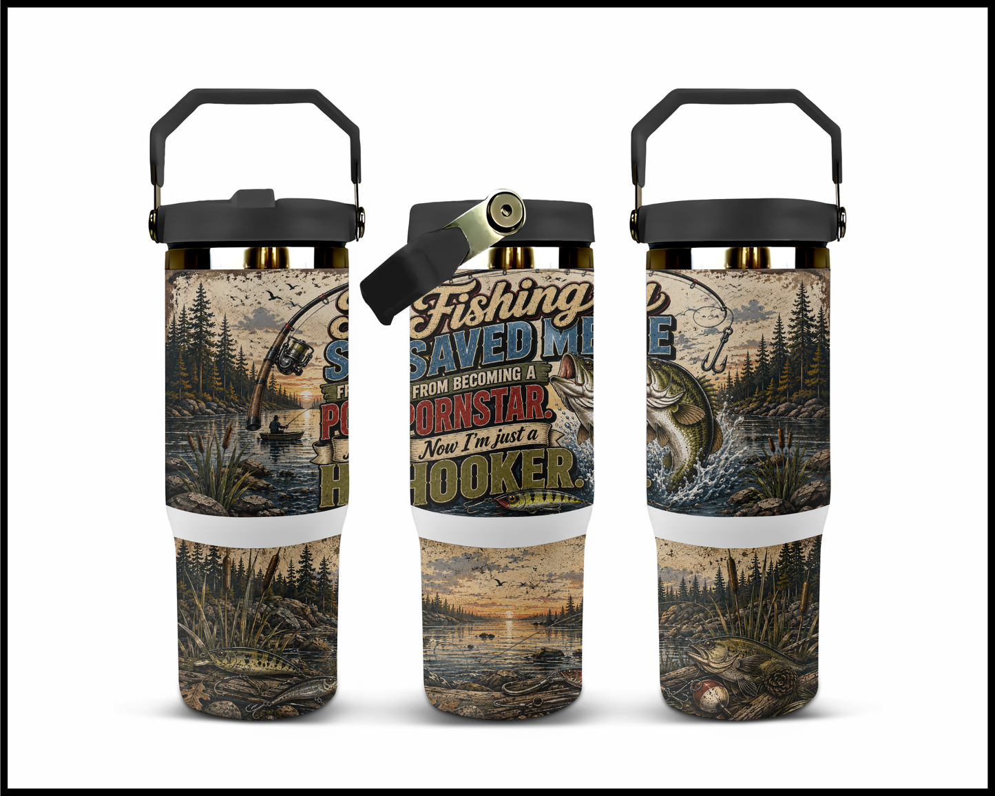 Fishing Saved Me Big Guzzler Stainless Steel Tumbler (1299)
