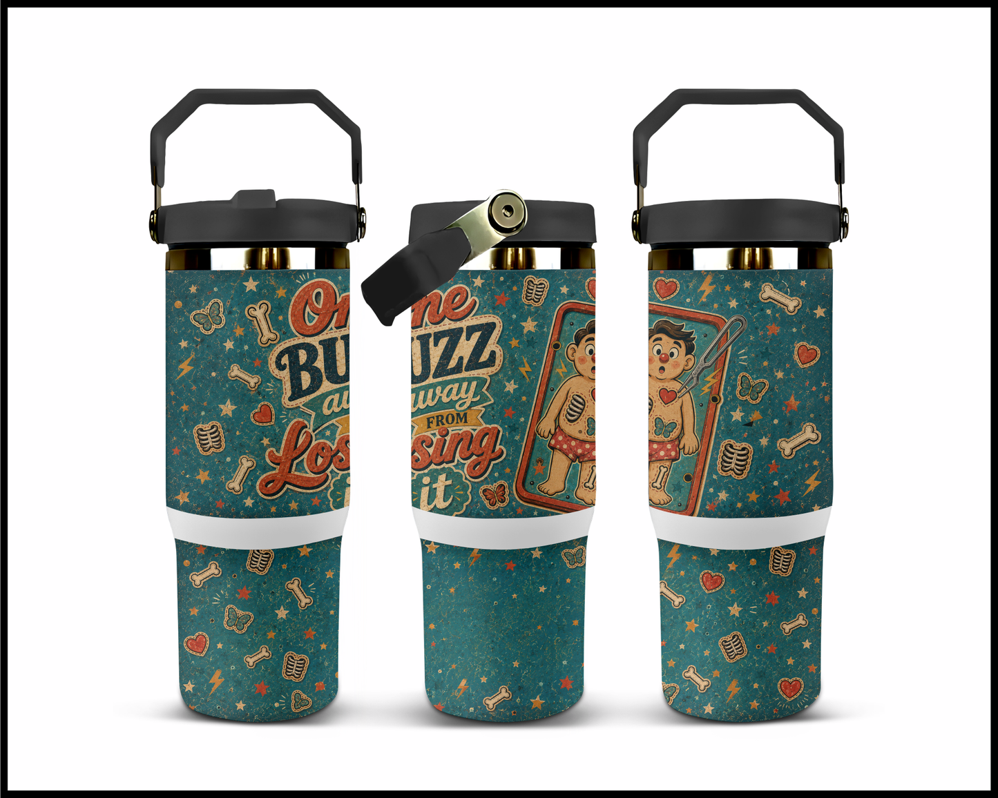 One Buzz Away From Losing It Big Guzzler Stainless Steel Tumbler (1302)