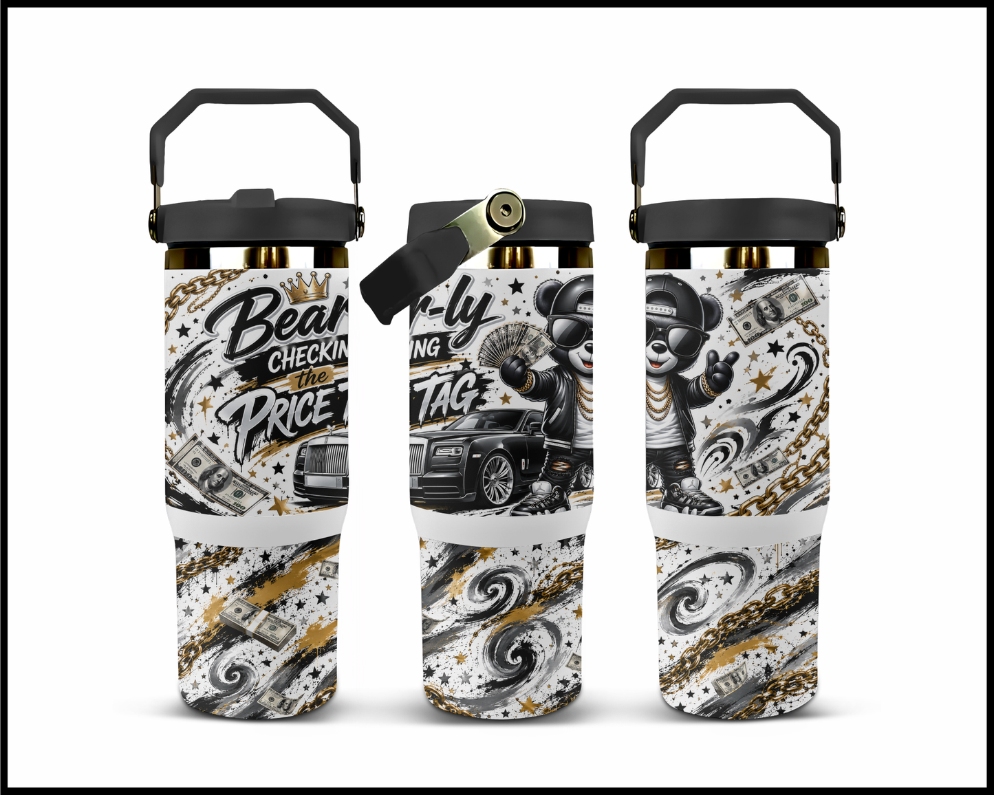 Bear-ly Checking The Price Tag Big Guzzler Stainless Steel Tumbler (1366)