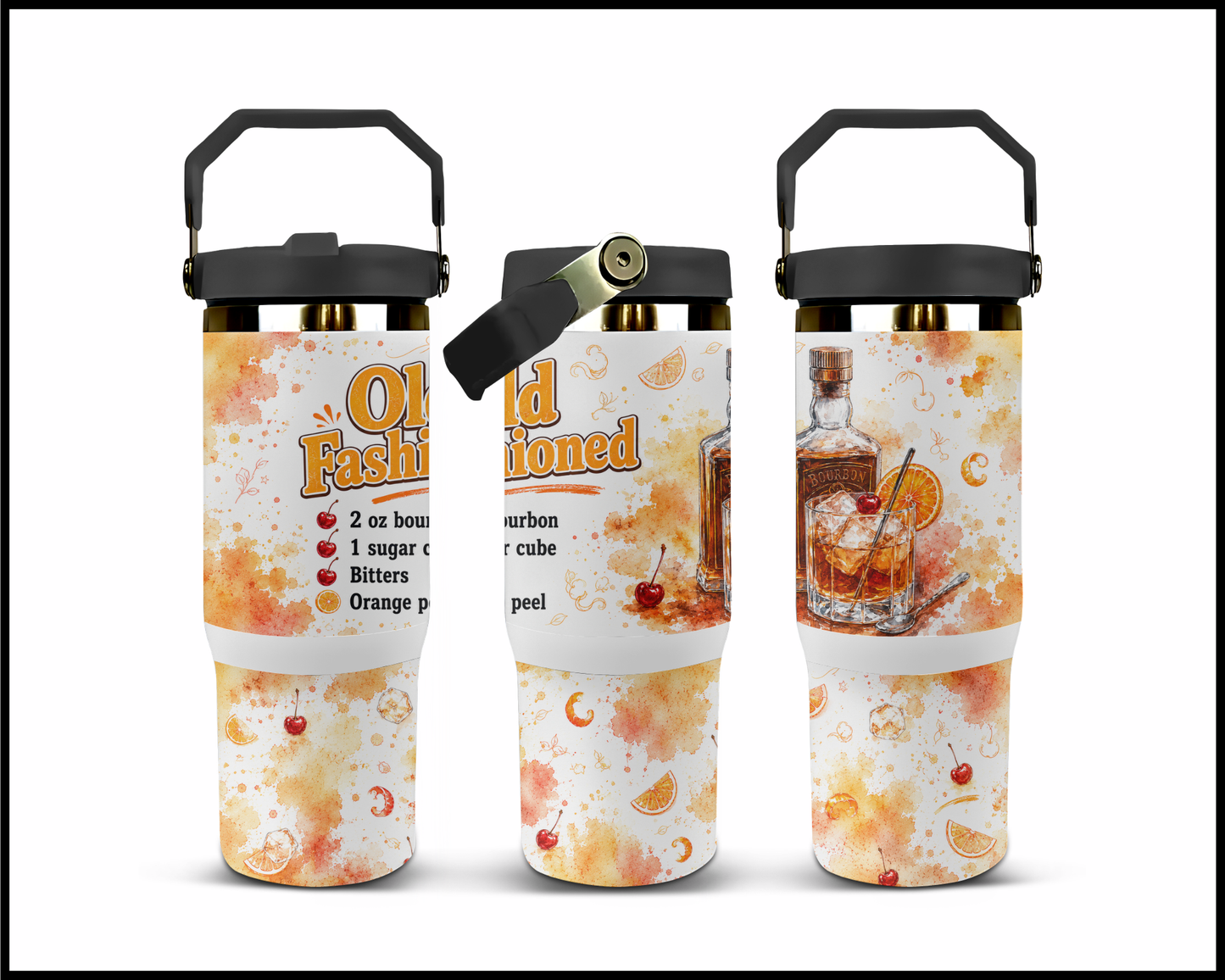 Happy Hour Recipes - Old Fashioned Big Guzzler Stainless Steel Tumbler (1393)