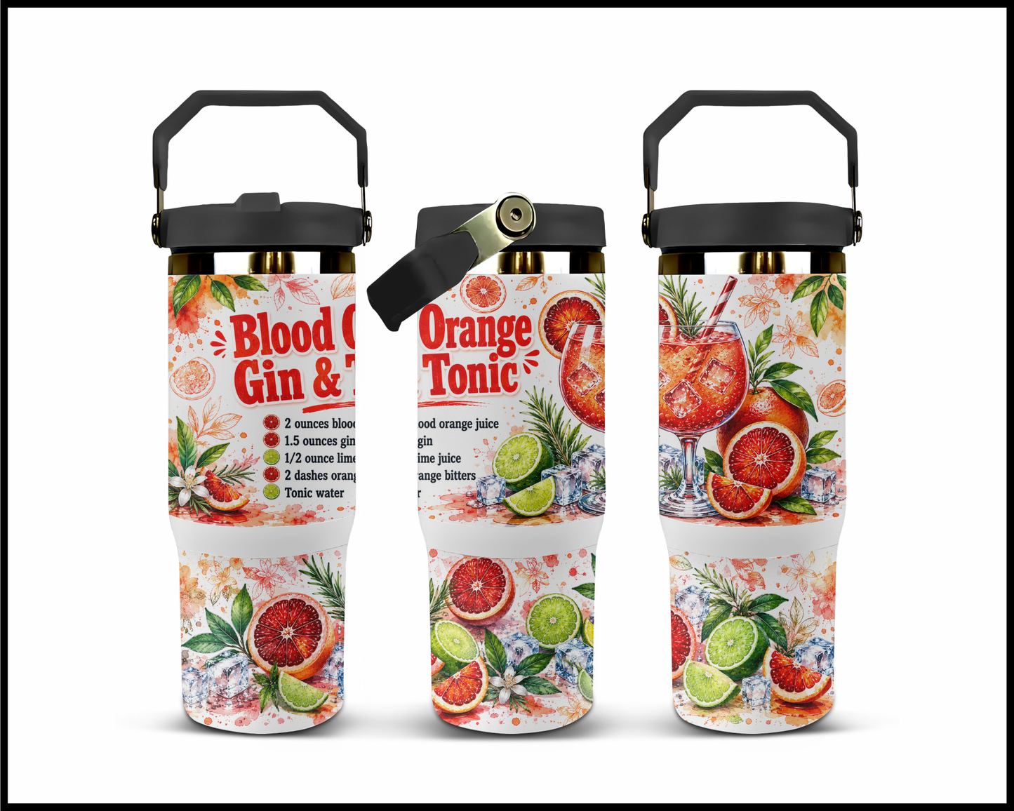 Happy Hour Recipes - Blood Orange Gin & Tonic Big Guzzler Stainless Steel Tumbler (1402)