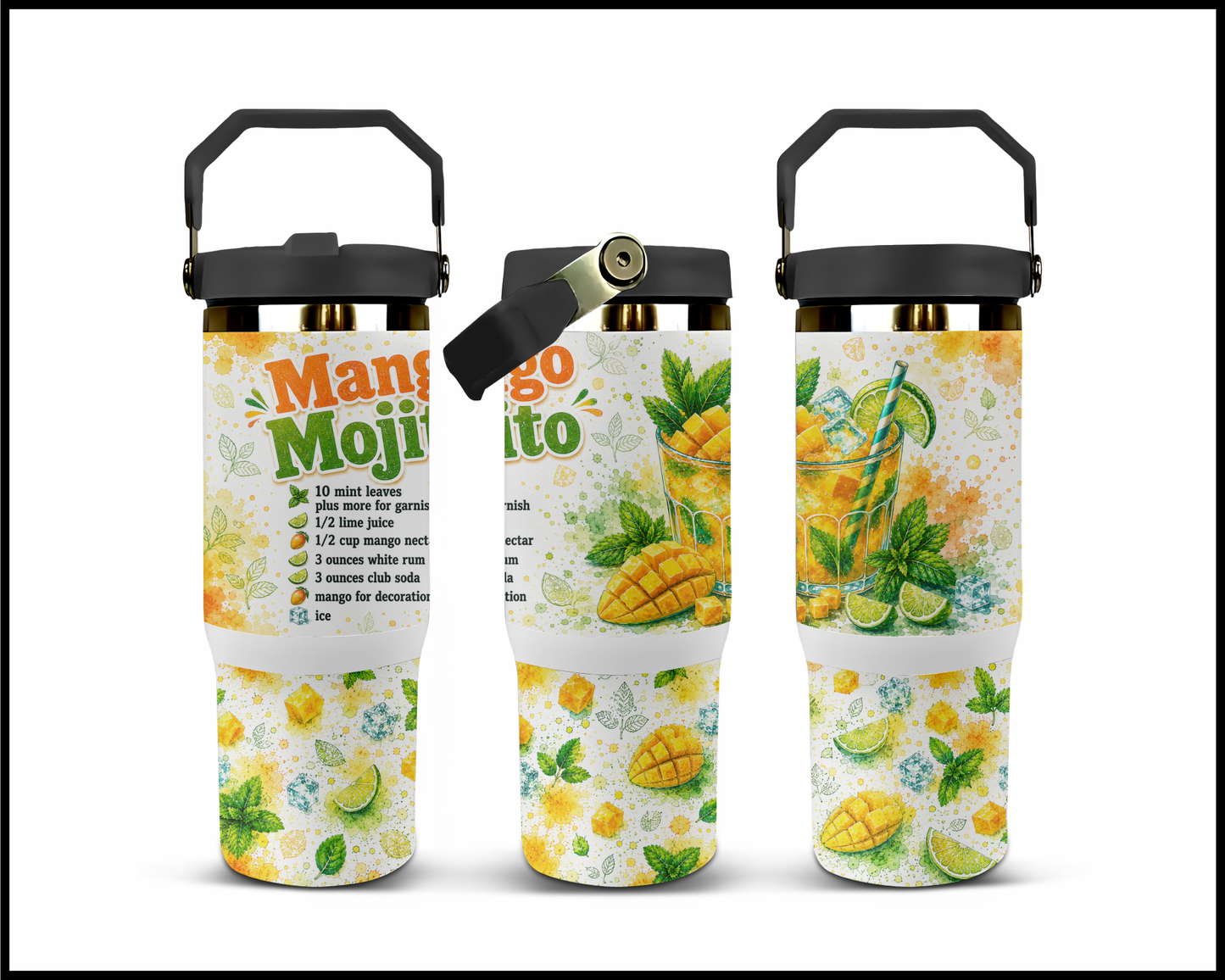 Happy Hour Recipes - Mango Mojito Big Guzzler Stainless Steel Tumbler (1404)
