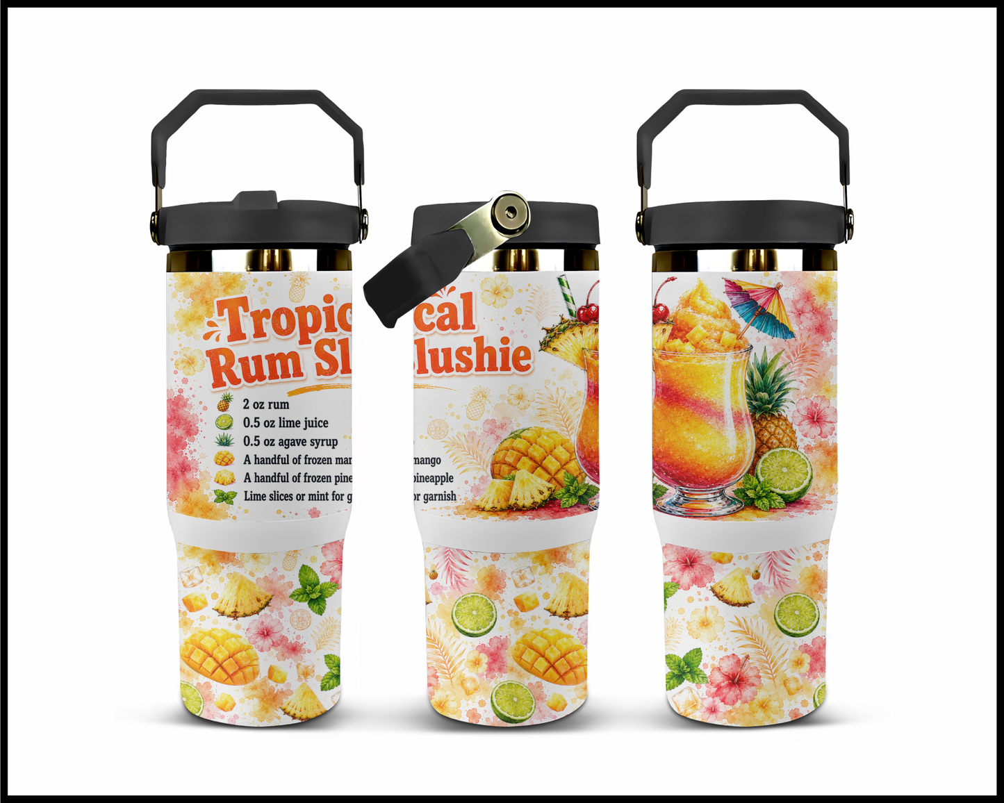 Happy Hour Recipes - Tropical Rum Slushie Big Guzzler Stainless Steel Tumbler (1412)