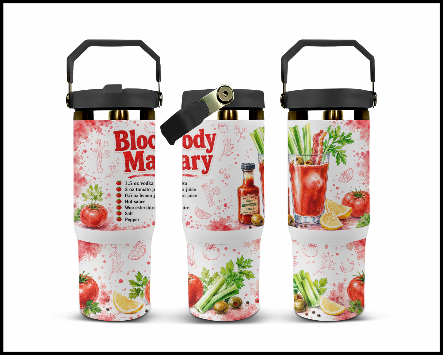 Happy Hour Recipes - Bloody Mary Big Guzzler Stainless Steel Tumbler (1417)