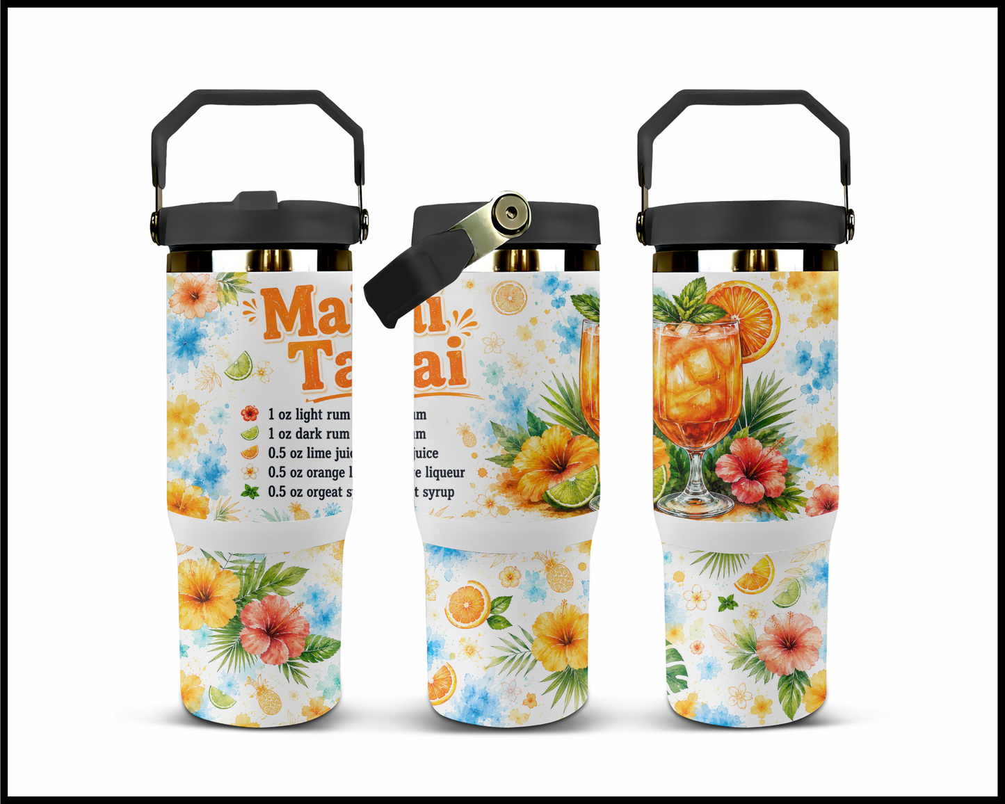 Happy Hour Recipes - Mai Tai Big Guzzler Stainless Steel Tumbler (1418)
