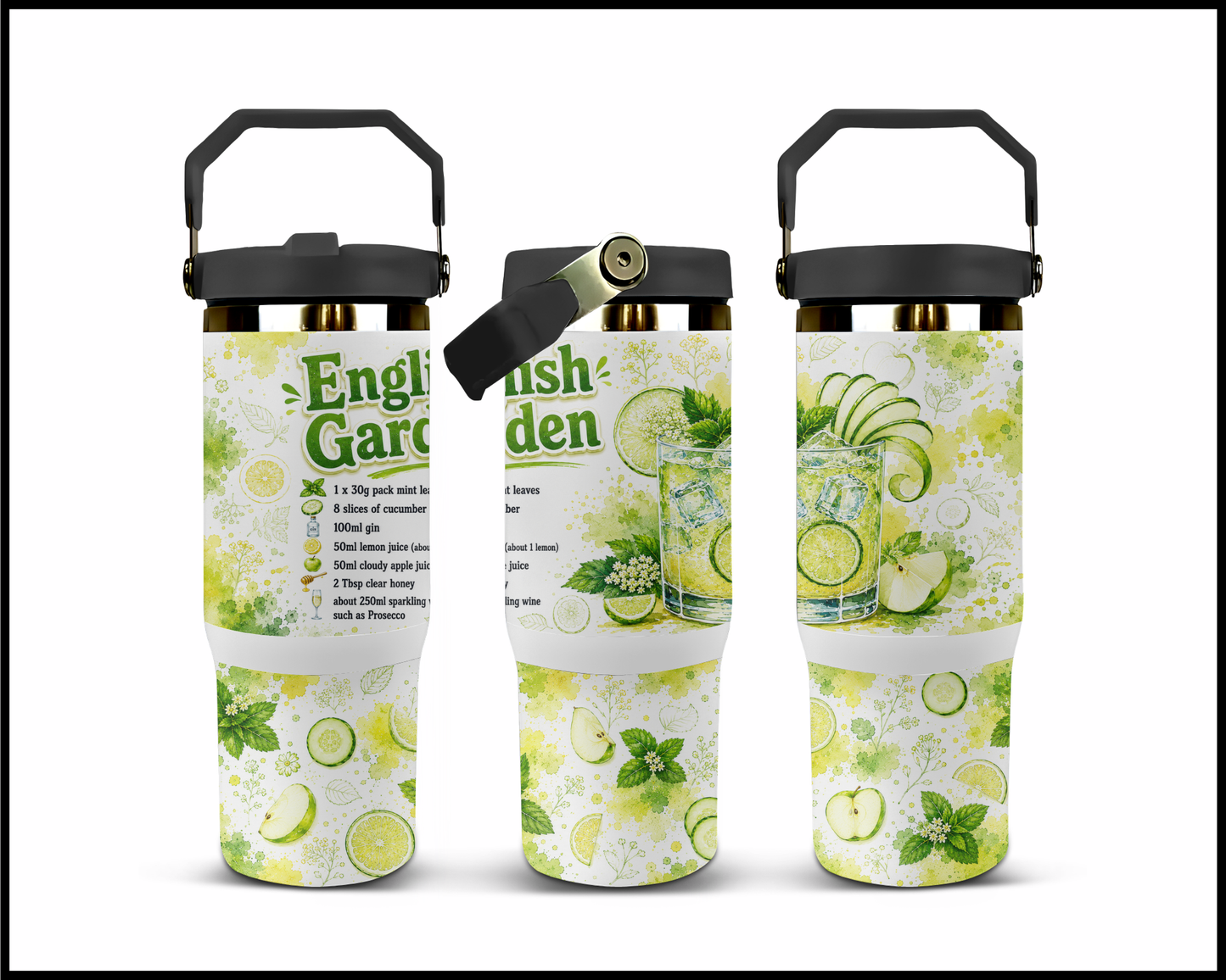 Happy Hour Recipes - English Garden Big Guzzler Stainless Steel Tumbler (1424)