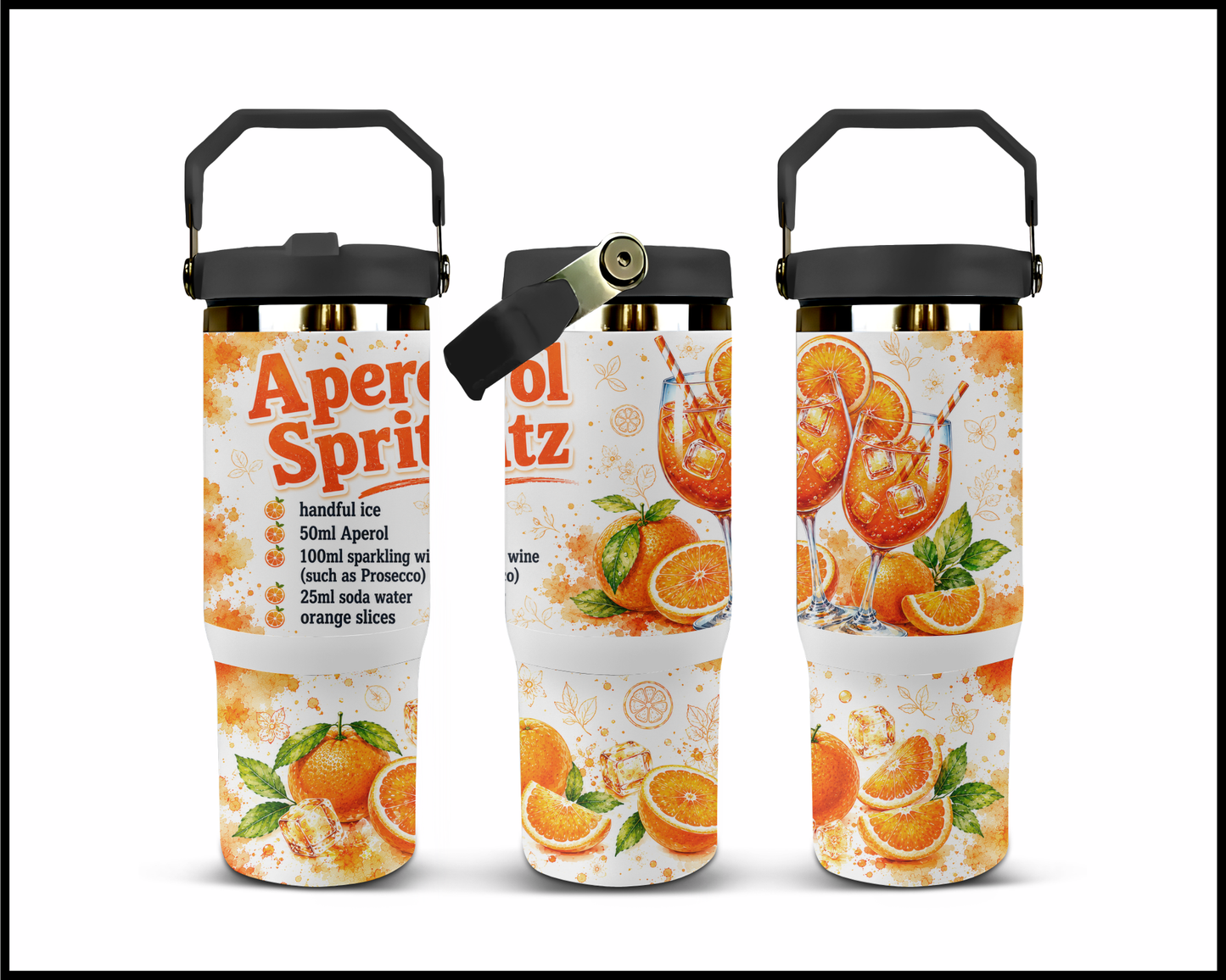 Happy Hour Recipes - Aperol Spritz Big Guzzler Stainless Steel Tumbler (1427)