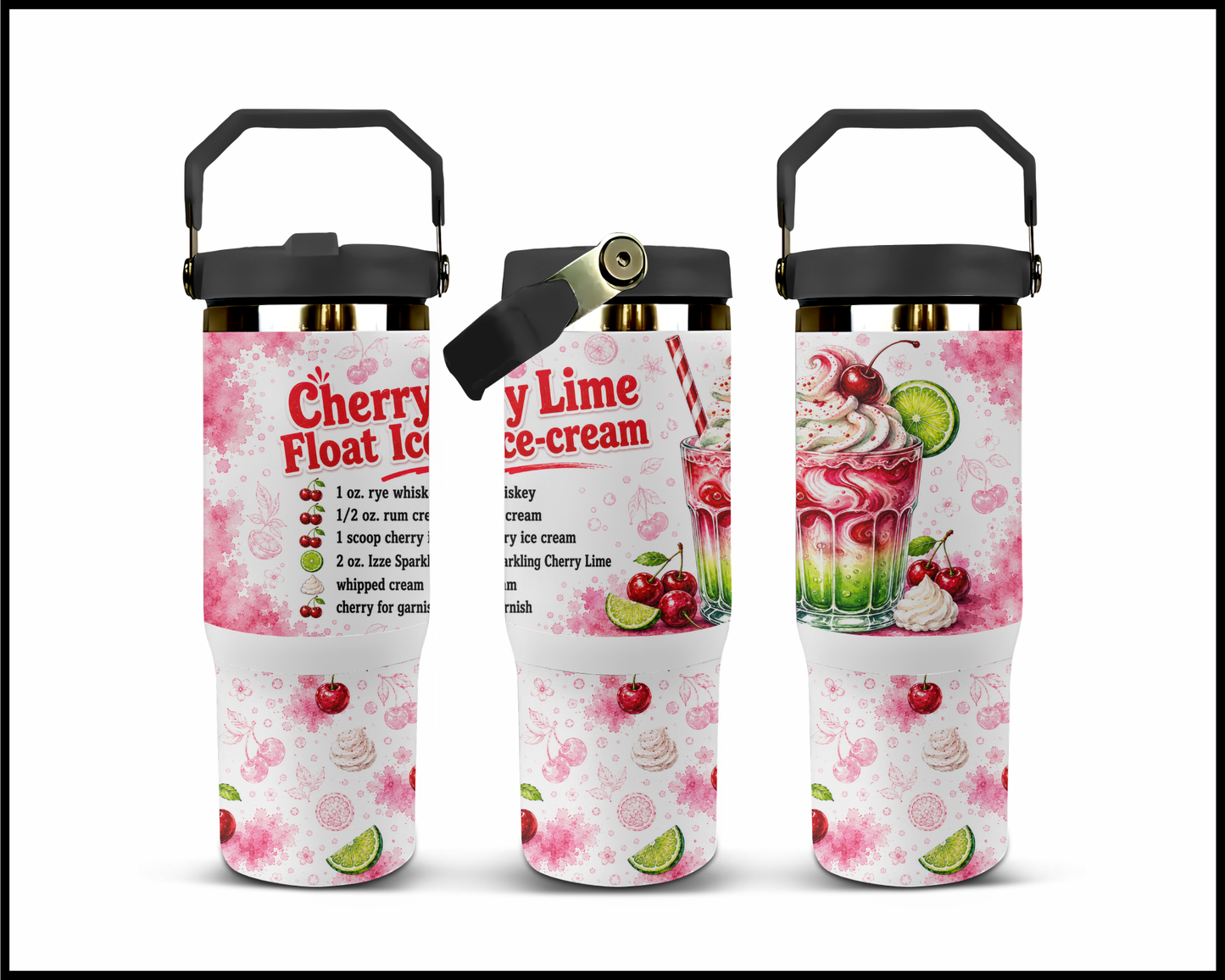 Happy Hour Recipes - Cherry Float Ice-Cream Big Guzzler Stainless Steel Tumbler (1431)