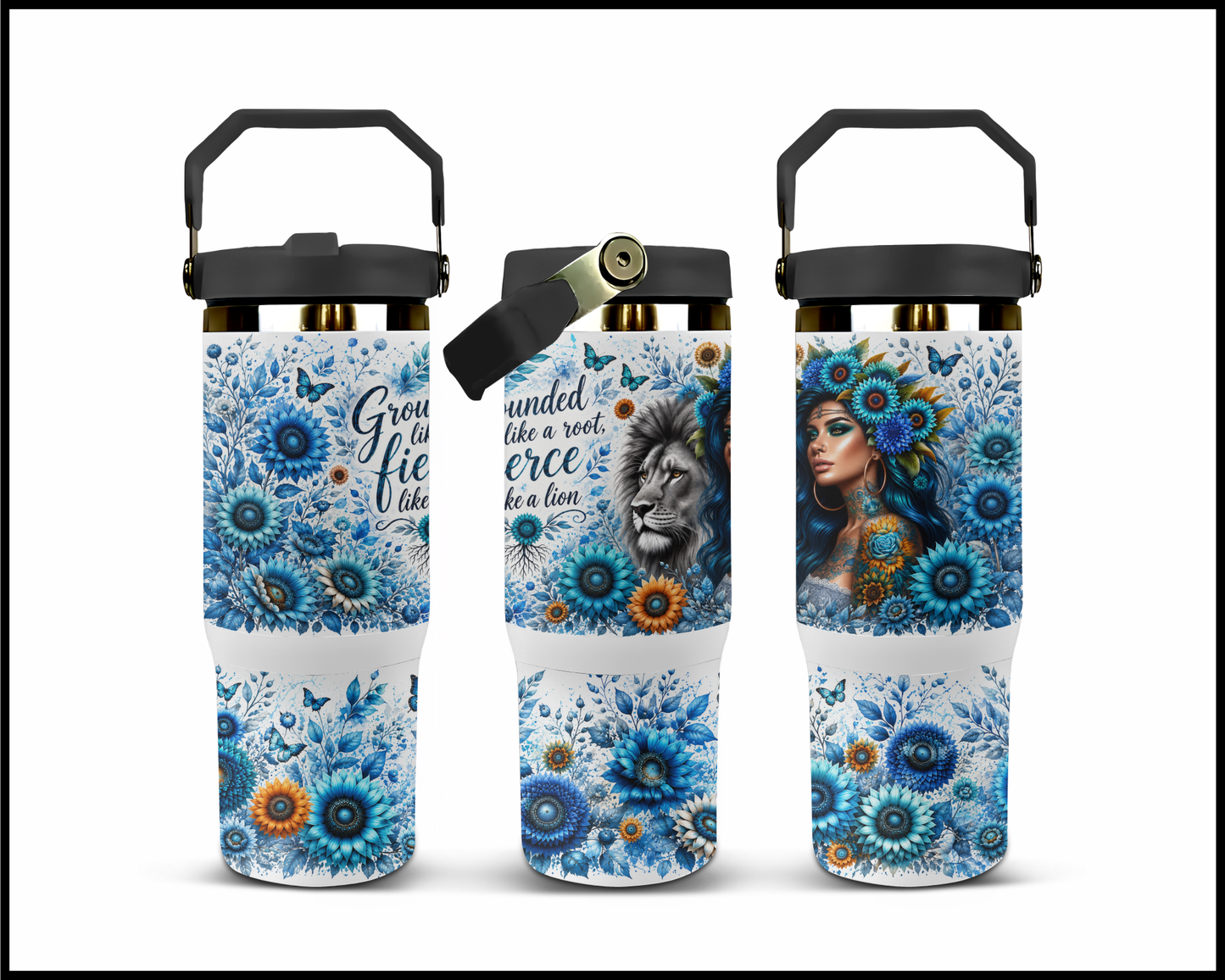 Grounded Like A Root, Fierce Like A Lion Stainless Steel Tumbler (1454)