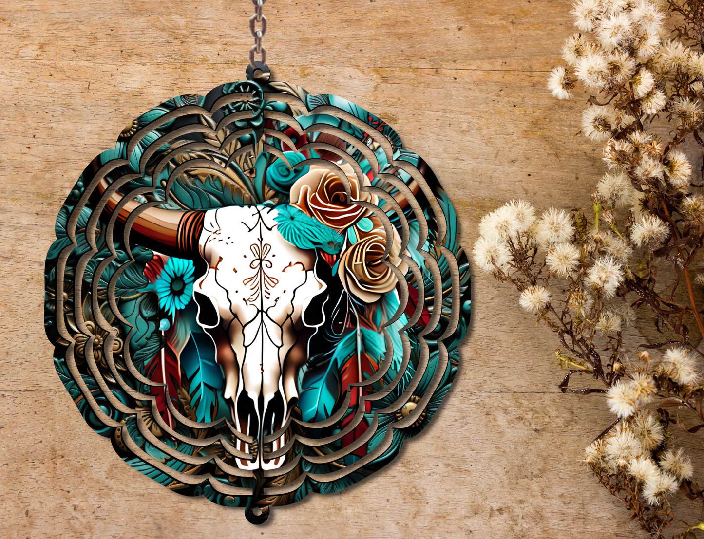 Bull Skull Wind Spinner (343)