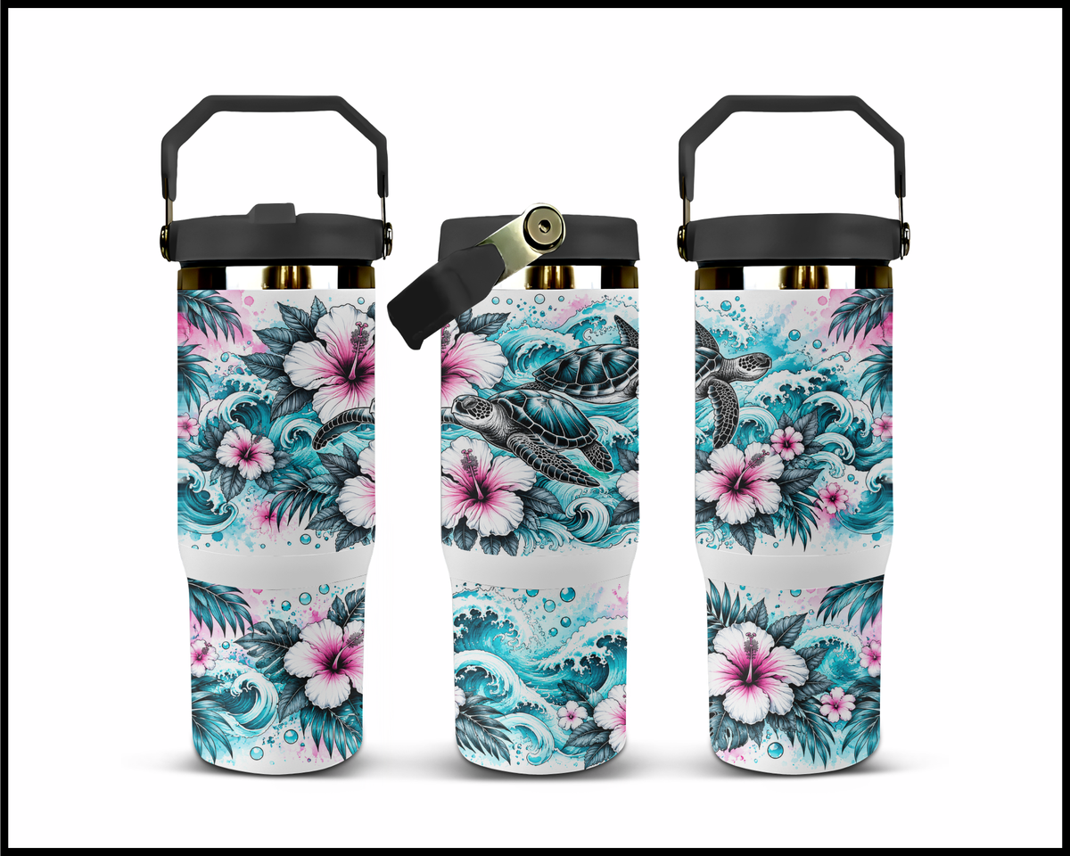 Sea Turtle Bloom Stainless Steel Big Guzzler Tumbler (1834)