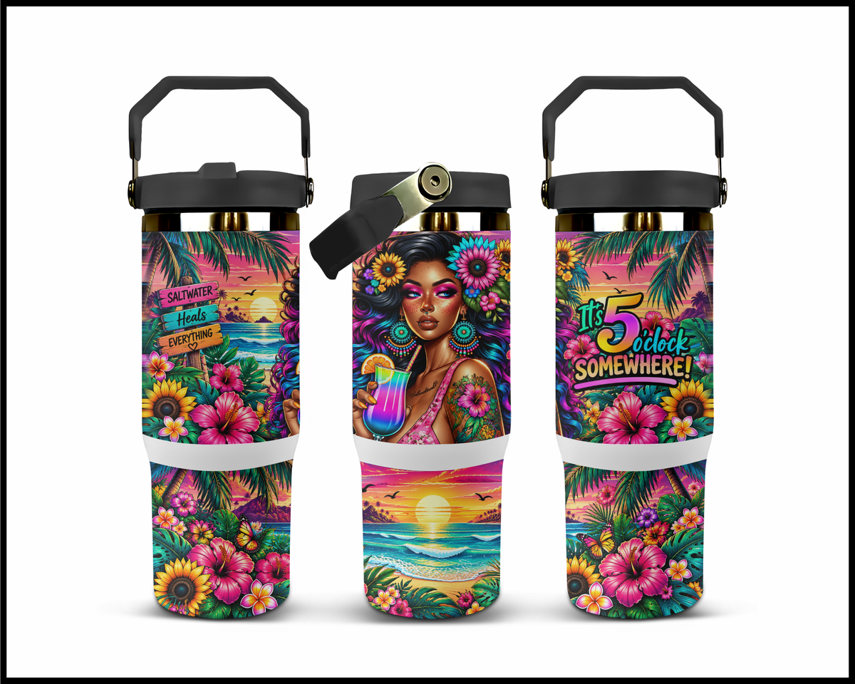 It's 5 O'Clock Somewhere Stainless Steel Big Guzzler Tumbler (1840)