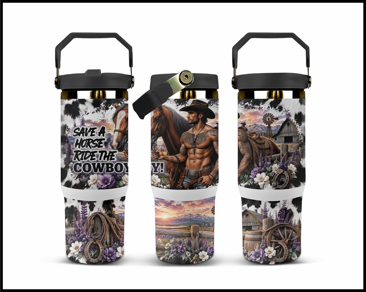 Save The Horse Ride The Cowboy Stainless Steel Big Guzzler Tumbler (1849)