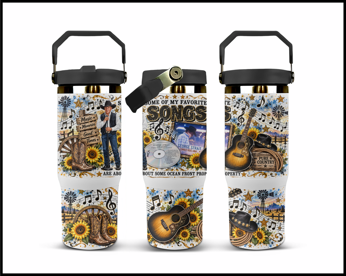 George Strait Inspired Stainless Steel Big Guzzler Tumbler (1876)