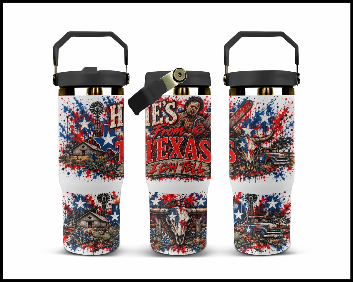 He's From Texas I Can Tell Stainless Steel Big Guzzler Tumbler (1947)