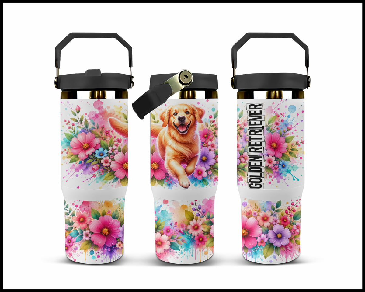 Blooming Golden Retriever Stainless Steel Big Guzzler Tumbler (1970)