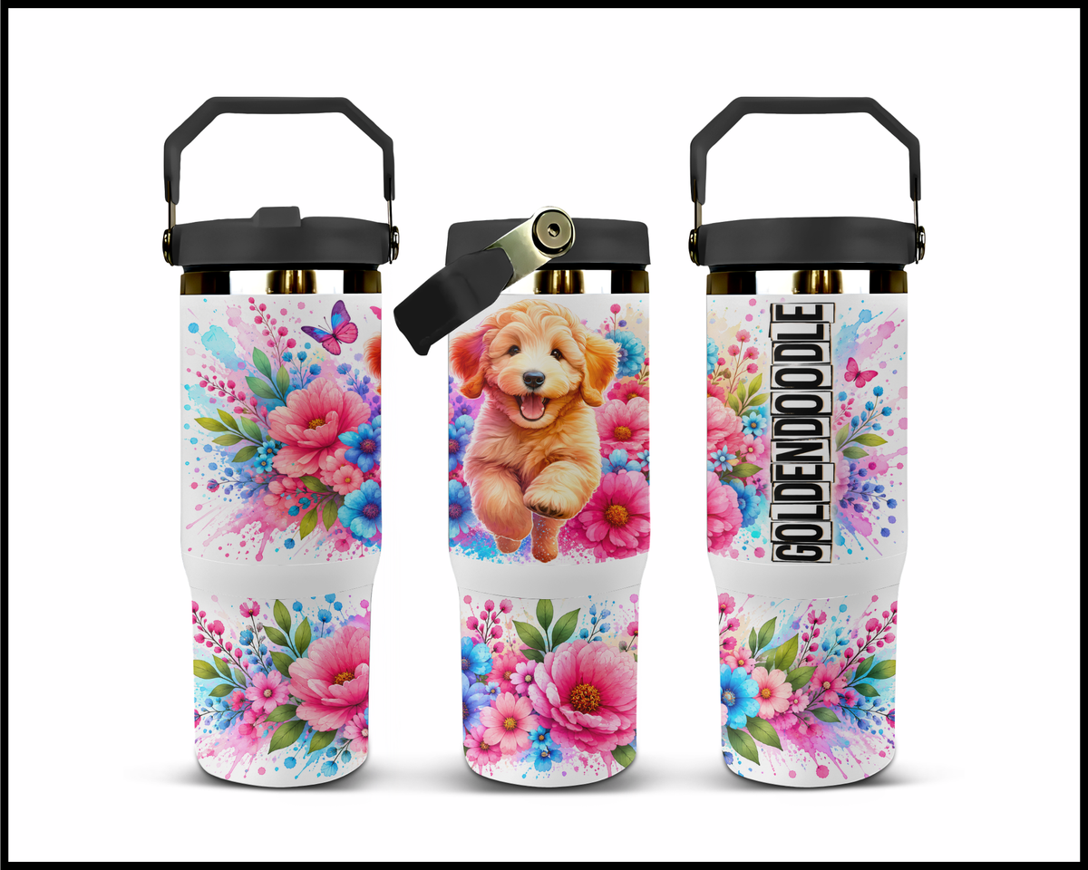 Blooming Golden Doodle Stainless Steel Big Guzzler Tumbler (1971)