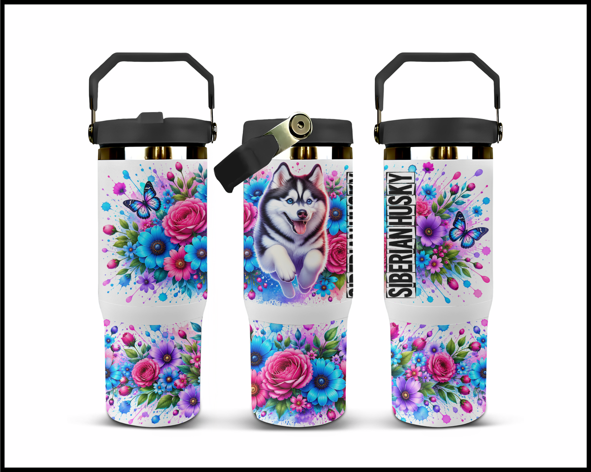 Blooming Siberian Husky Stainless Steel Big Guzzler Tumbler (1982)