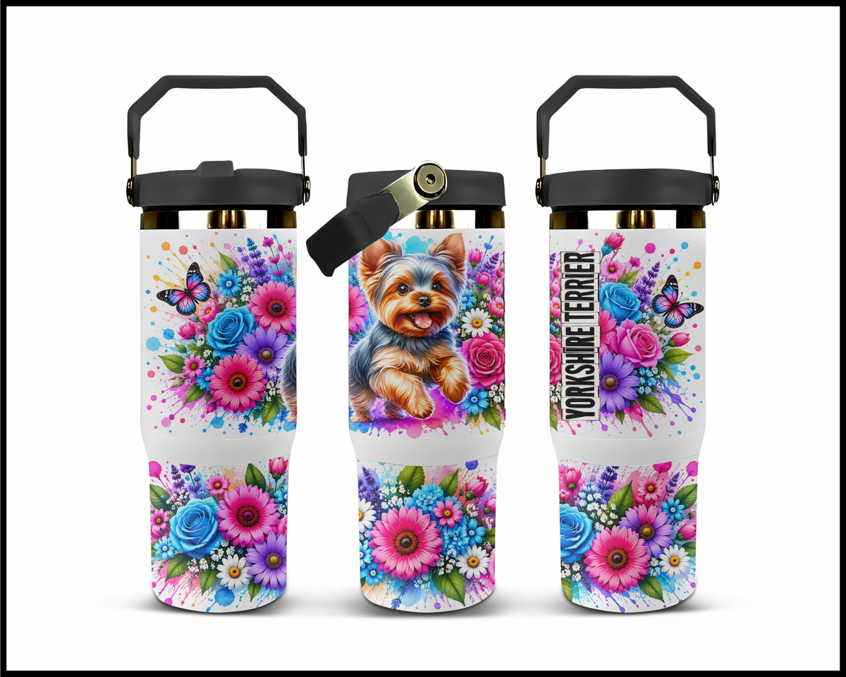 Blooming Yorkshire Terrier Stainless Steel Big Guzzler Tumbler (1984)