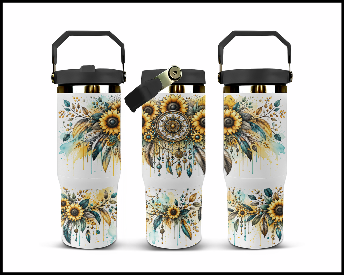 Golden Sunflower Dreamcatcher Stainless Steel Big Guzzler Tumbler (2008)