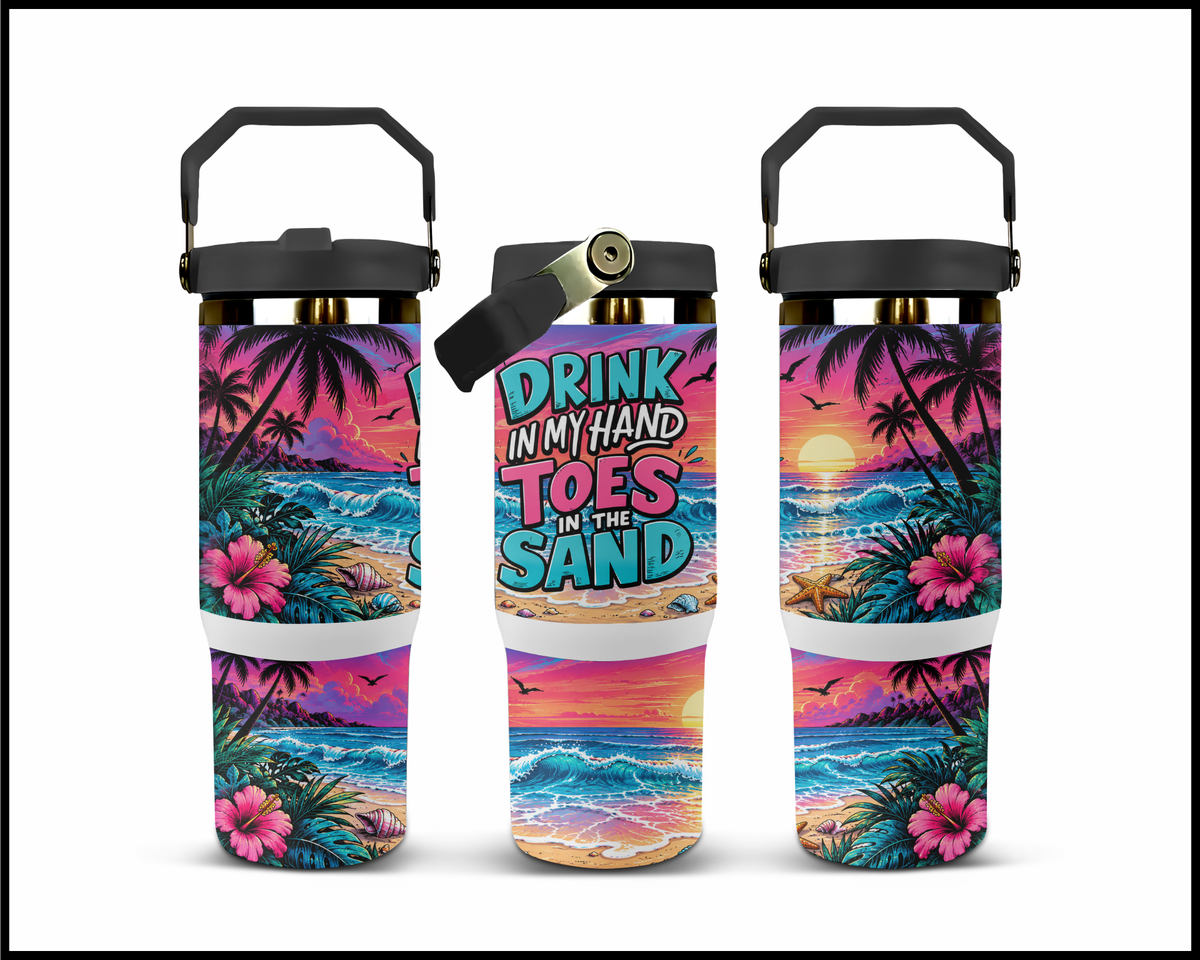 Drink In My Hands Toes In The Sand Stainless Steel Big Guzzler Tumbler (2009)