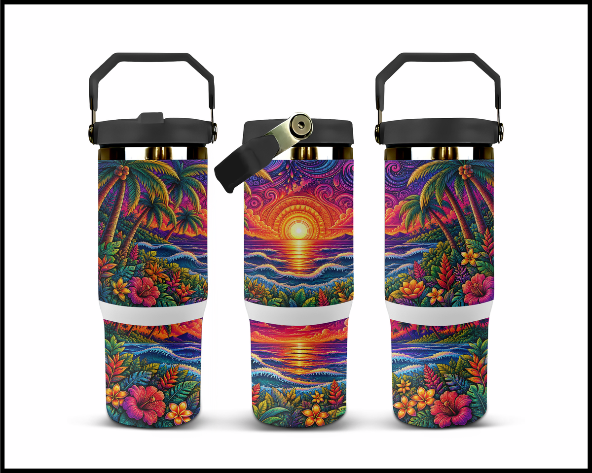Trippy Tropic Wave Stainless Steel Big Guzzler Tumbler (2025)