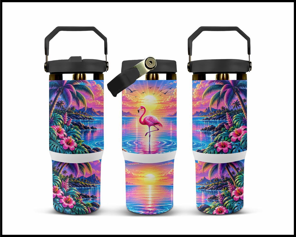 Velvet Sunset Flamingo Stainless Steel Big Guzzler Tumbler (2035)