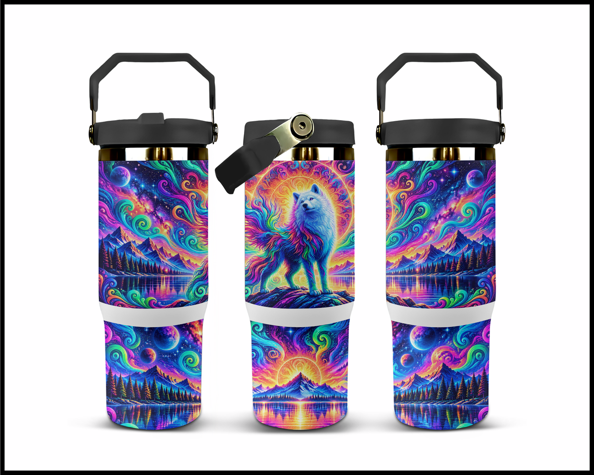 Velvet Swirl Wolf Stainless Steel Big Guzzler Tumbler (2036)