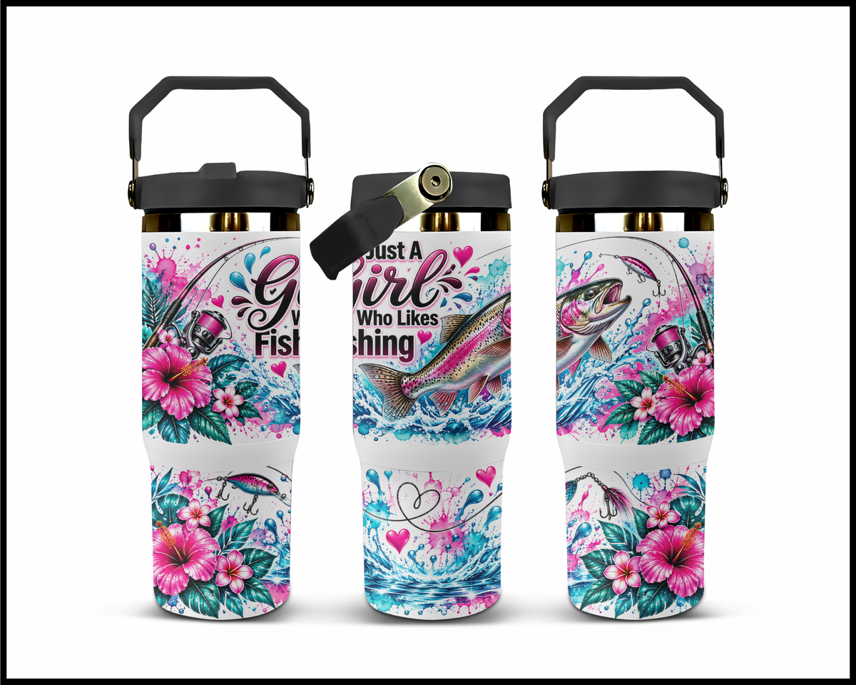 Just A Girl Who Loves Fishing Stainless Steel Big Guzzler Tumbler (2109)