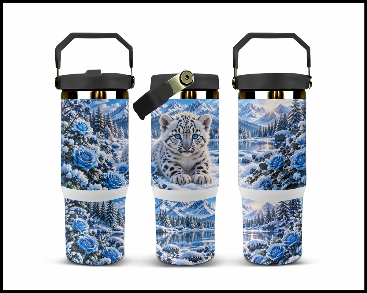 Blue-Eyed Winter Fluff Stainless Steel Big Guzzler Tumbler (2183)