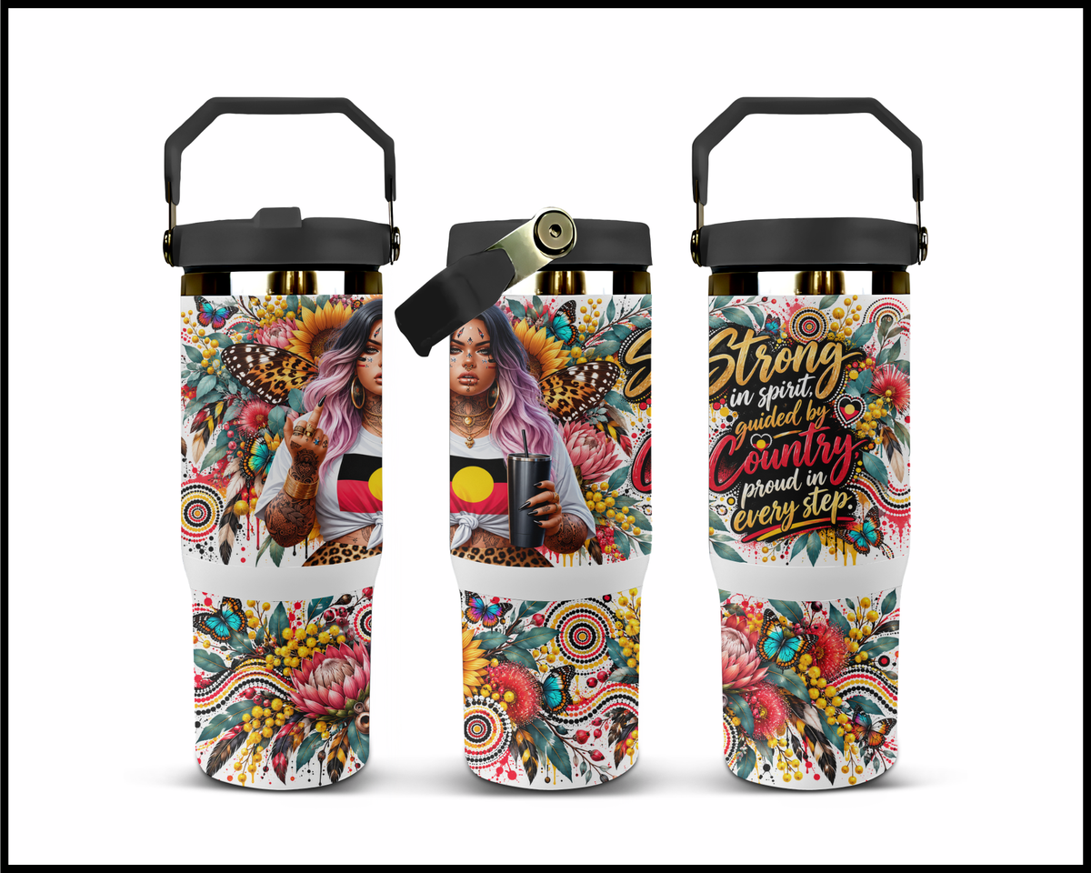 Strong In Spirit Guided By Country Stainless Steel Big Guzzler Tumbler (2265)