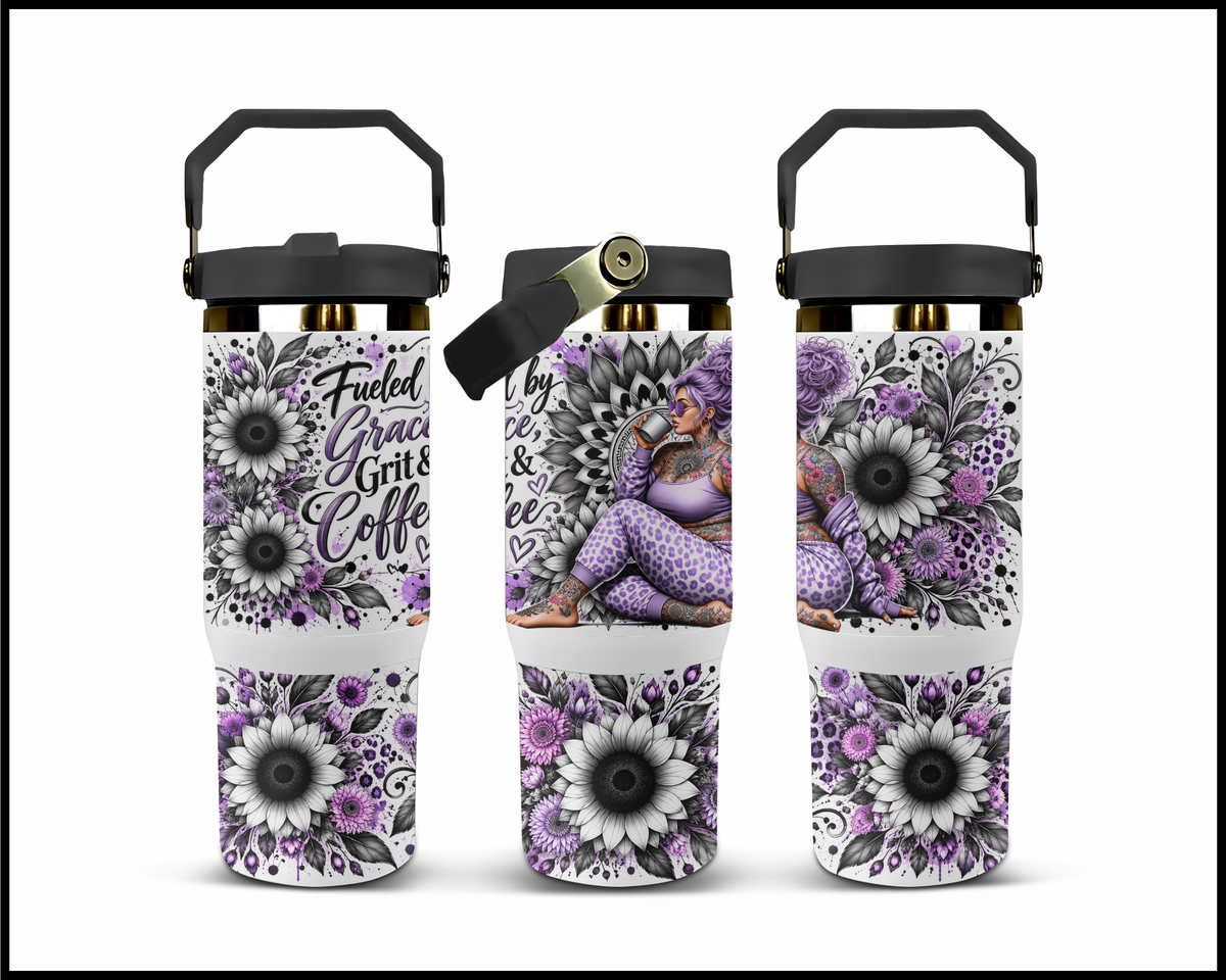 Fueled By Grace, Grit & Coffee Stainless Steel Big Guzzler Tumbler (2285)