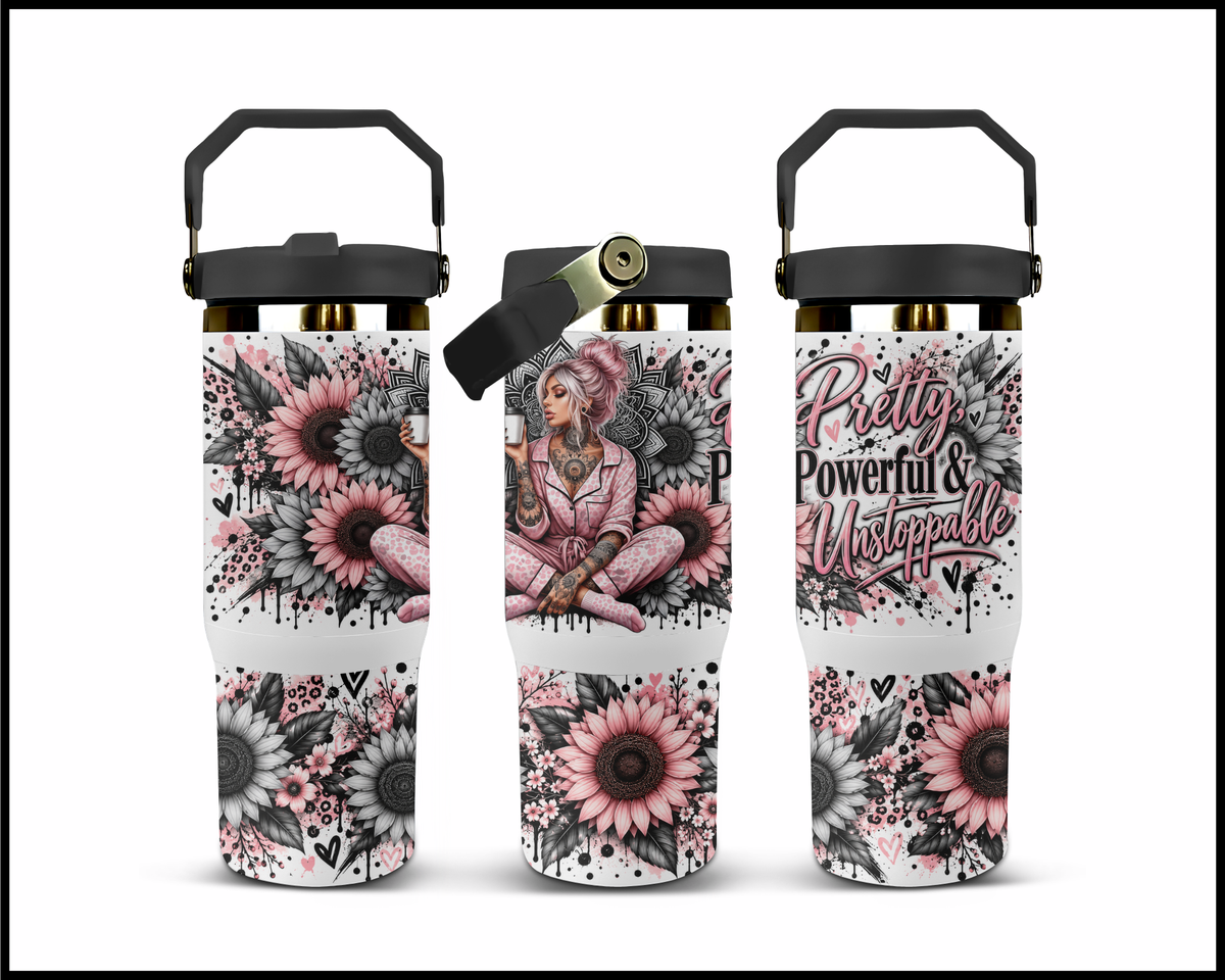 Pretty Powerful & Unstoppable Stainless Steel Big Guzzler Tumbler (2286)