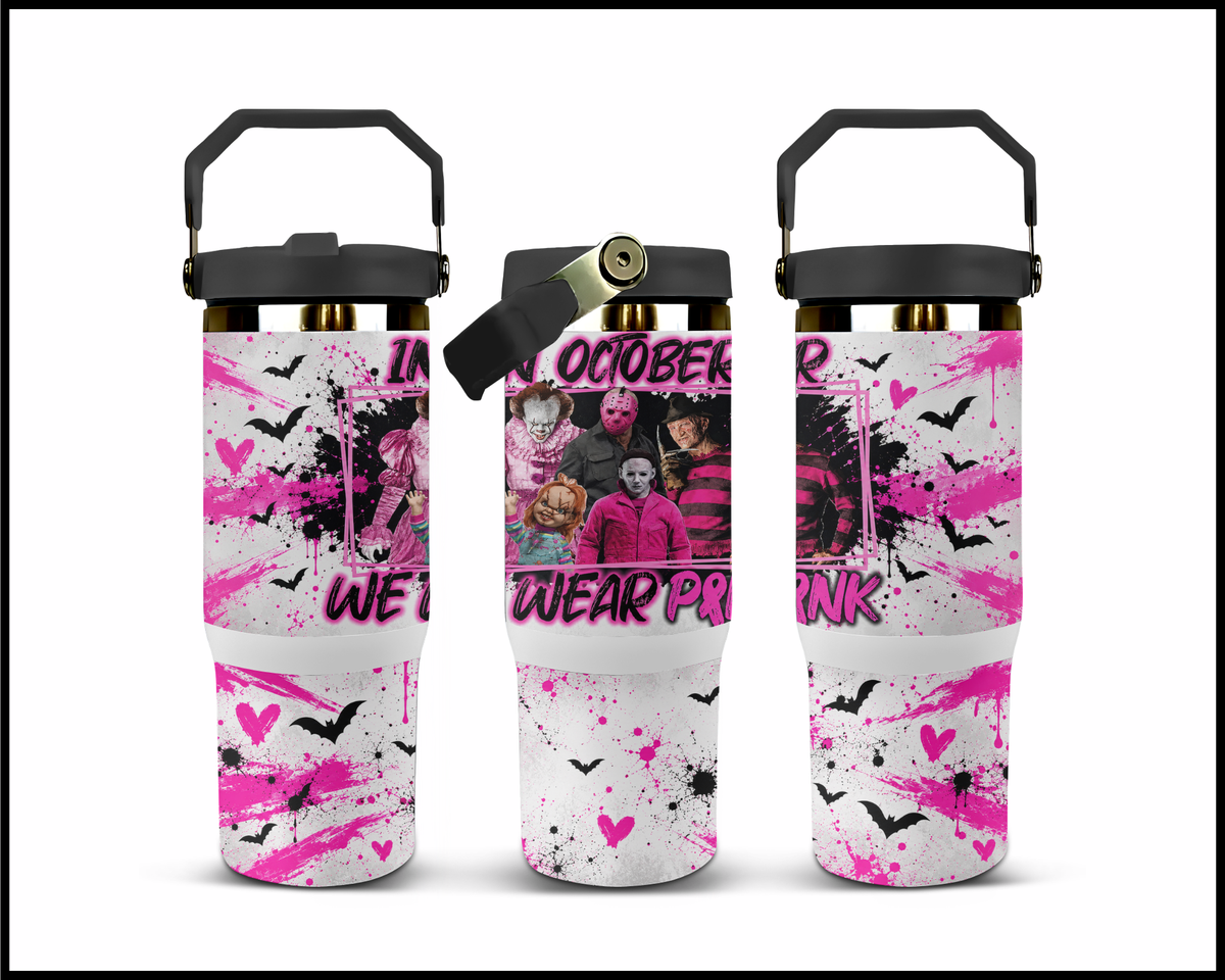 In October We Wear Pink Stainless Steel Big Guzzler Tumbler (2368)