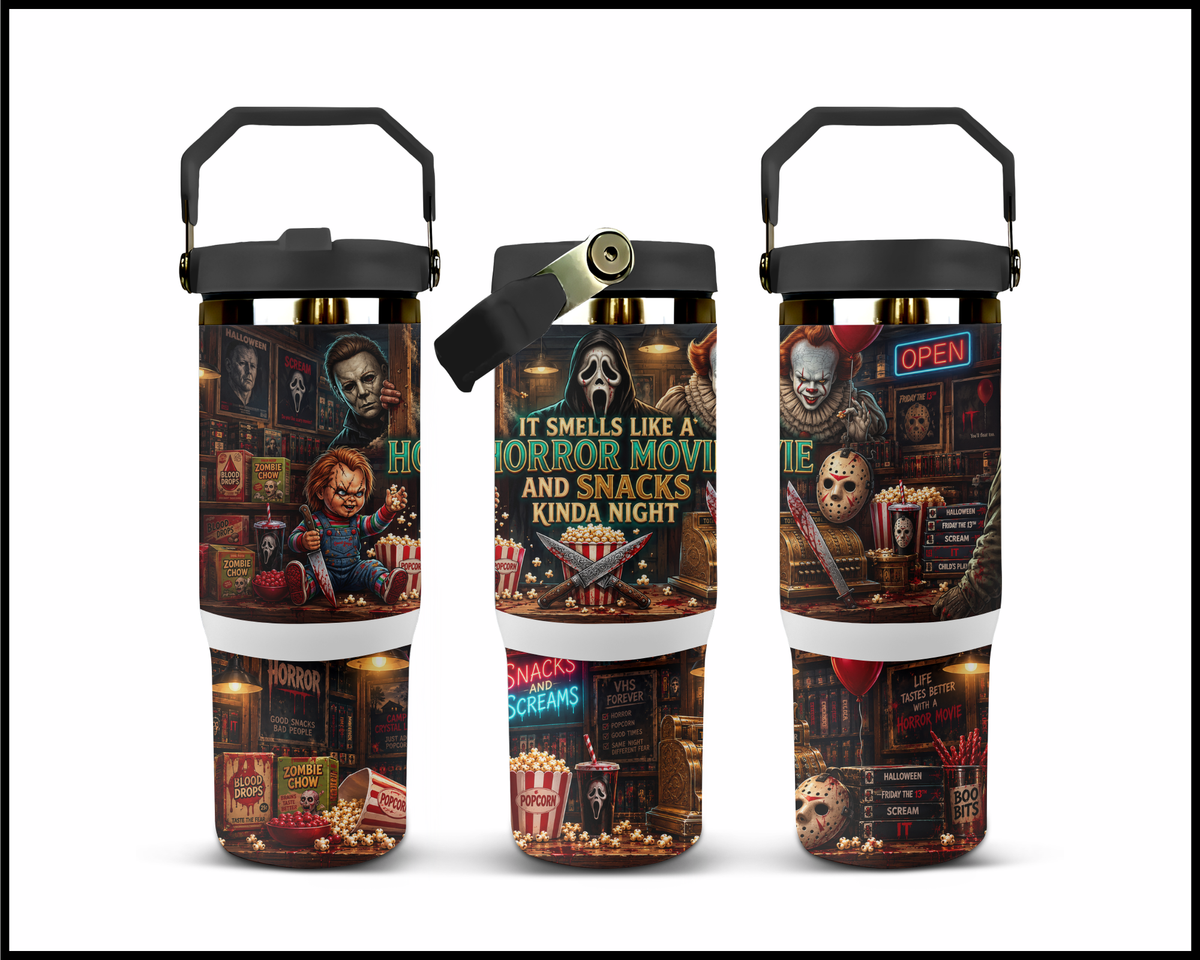 Buttered Popcorn & Bloody Knives Stainless Steel Big Guzzler Tumbler (2433)