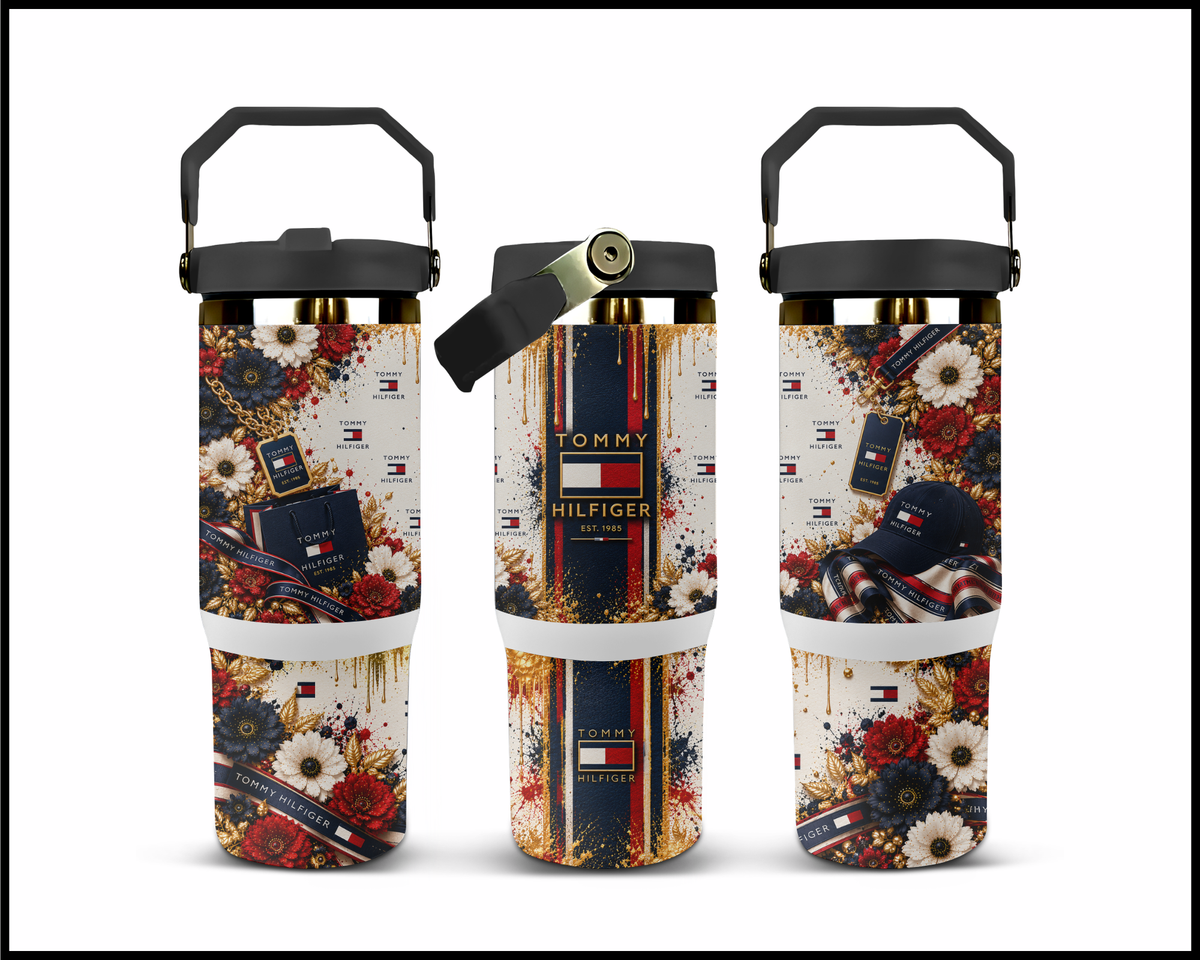 Shopaholic Red White and Boujee Stainless Steel Big Guzzler Tumbler (3464)